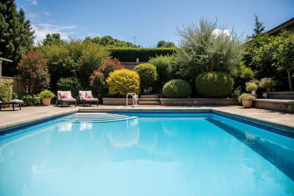 piscine avec plantes autour