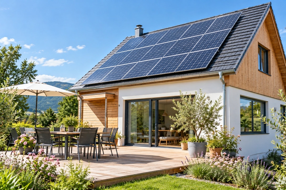 Maison écologique à panneaux solaires